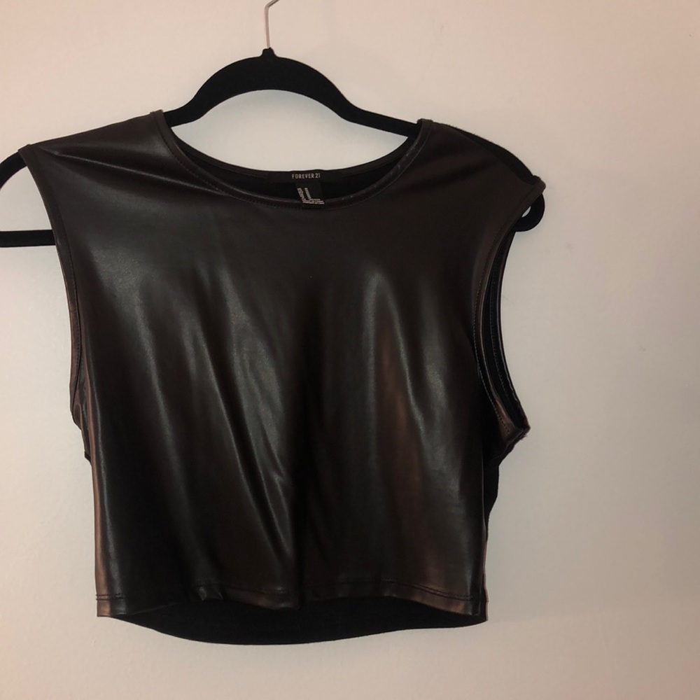 Foh leather crop top